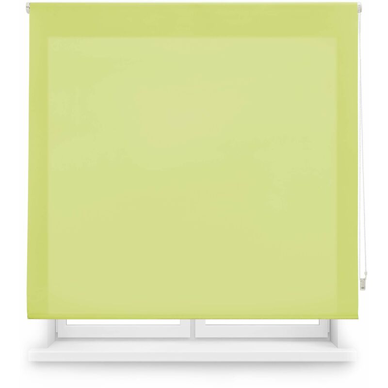 foto del prodotto aure tenda a rullo traslucida tinta unita senza perforazione verde pistacchio, 62 x 180 cm larghezza x altezza dimensioni del tessuto 59 x 175 cm