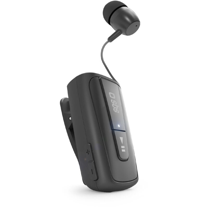 foto del prodotto auricolare wireless in ear con filo avvolgibile e tecnologia multipoint, colore nero