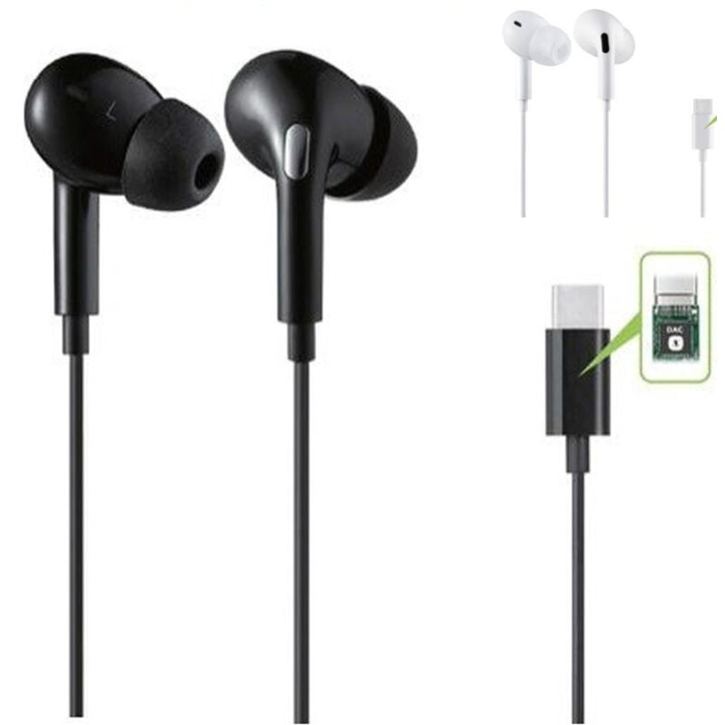 foto del prodotto auricolari stereo in ear cuffie connettore type c dac chip smartphone au tc02 maxtech