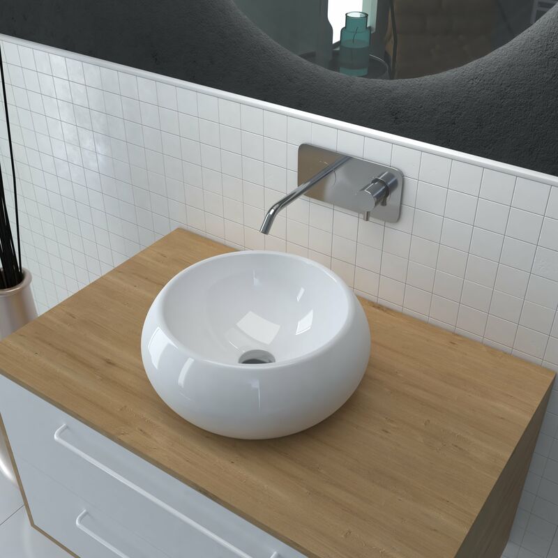 foto del prodotto aurlane bacino di posa in ceramica bianca round 40x15cm xxxx