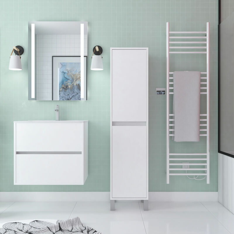 foto del prodotto aurlane colonna per mobile bagno bianco con piedi altezza 160 cm 2 ante xenos