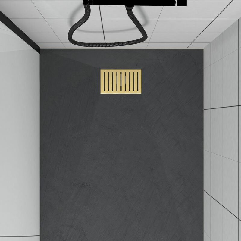foto del prodotto aurlane griglia scanalata in acciaio inox oro spazzolato per piatto doccia 20.15x12.3x0.55cm