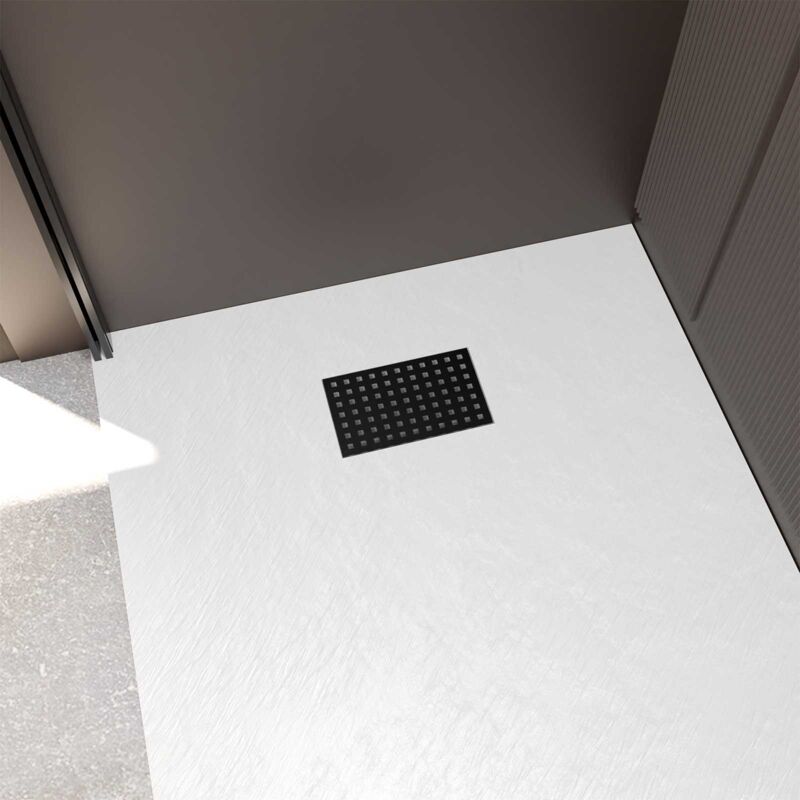 foto del prodotto aurlane griglia traforata in acciaio inox nero opaco per piatto doccia 20.15x12.3x0.55cm