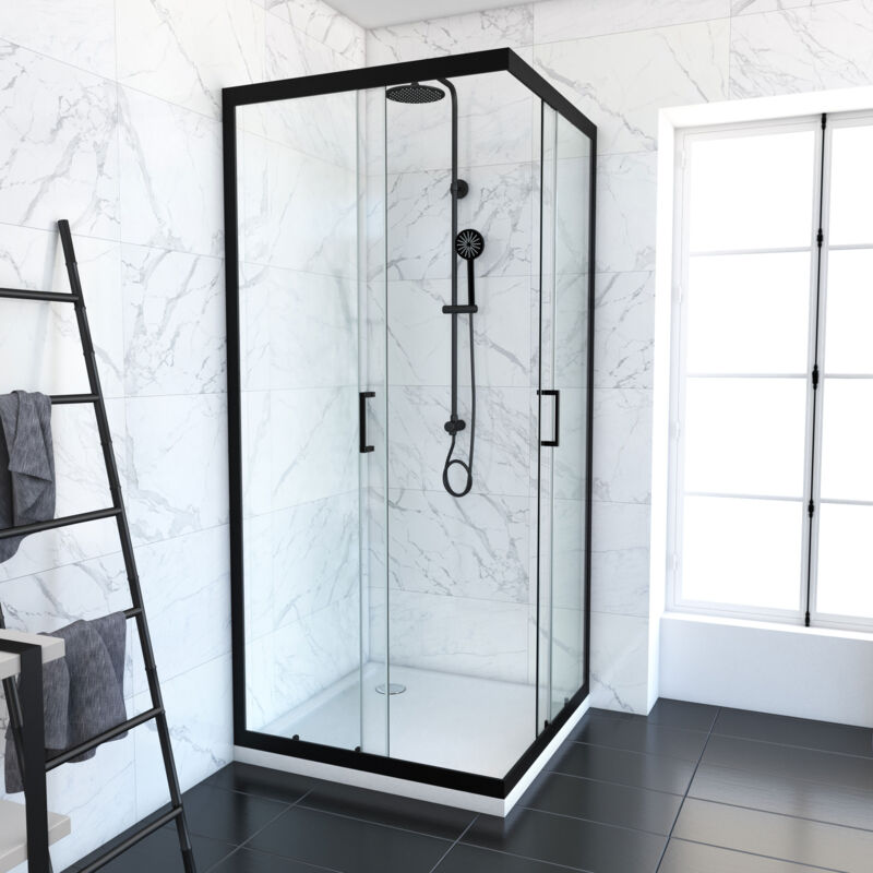foto del prodotto aurlane pack parete porta doccia angolare piatto doccia da appoggio 90x90 apertura angolare crush moon angle 90x90