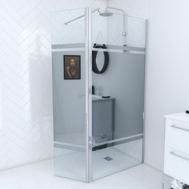 foto del prodotto aurlane parete doccia con deflettore girevole 90 40x200cm fascia specchio barra estensibile cromato