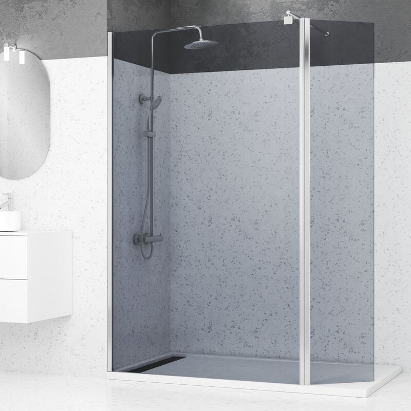 foto del prodotto aurlane parete doccia fum con deflettore 120 40x200cm profilo barra estensibile cromato