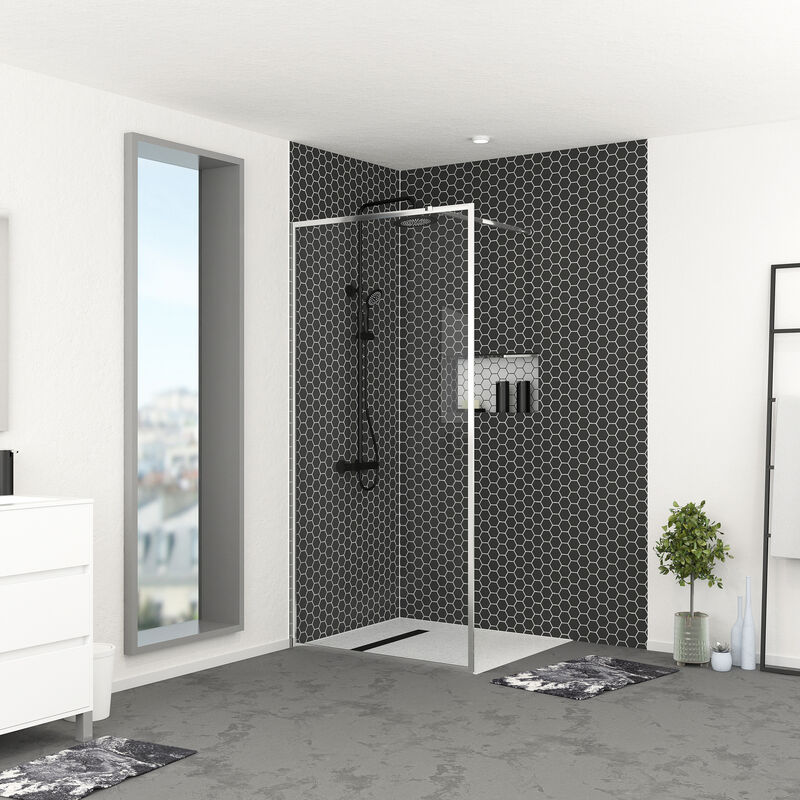 foto del prodotto aurlane parete per doccia 100x200 cm struttura cromata chromed contouring
