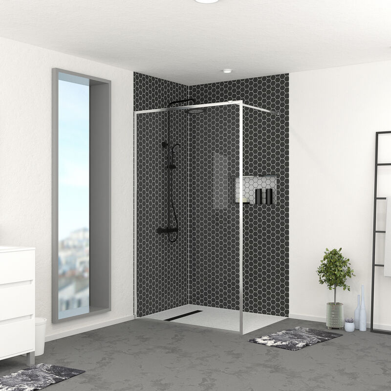 foto del prodotto aurlane parete per doccia 120x200 cm struttura cromata chromed contouring