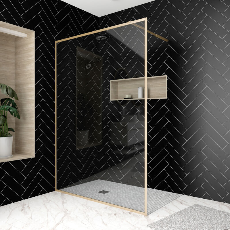 foto del prodotto aurlane parete per doccia 140x200 cm finitura oro spazzolato goldy contouring