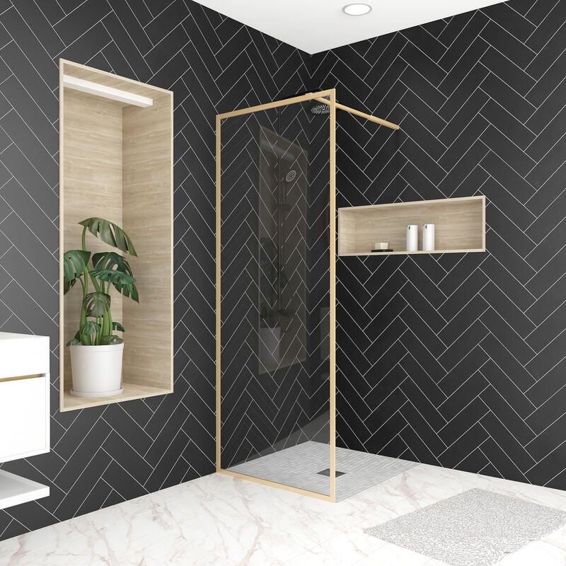foto del prodotto aurlane parete per doccia 80x200 cm finitura oro spazzolato goldy contouring