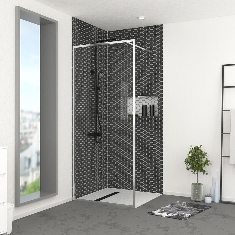 foto del prodotto aurlane parete per doccia 90x200 cm struttura cromata chromed contouring