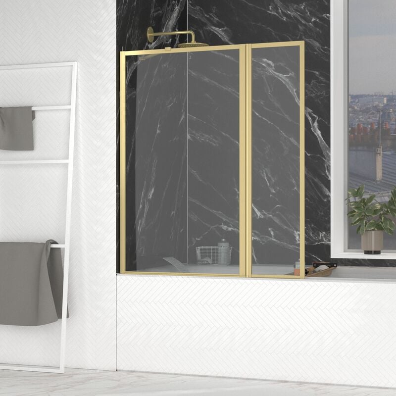 foto del prodotto aurlane parete vasca 2 pannelli 70 30x130cm finiture oro spazzolato goldy contouring screen