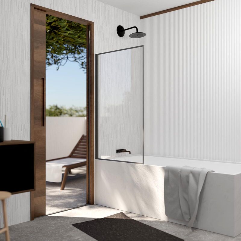 foto del prodotto aurlane parete vasca pieghevole 75x130 cm alluminio gun metal e vetro temperato da 4 mm