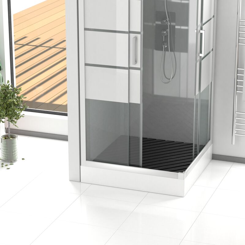 foto del prodotto aurlane pedana in legno composito grigio per cabina quadrata dimensioni 79.7 x 79.7 x 3.2 cm
