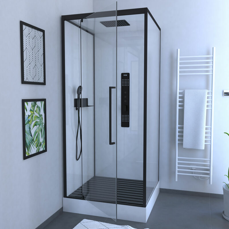 foto del prodotto aurlane pedana in legno composito grigio per cabina quadrata dimensioni 80 x 76 x 3.2 cm