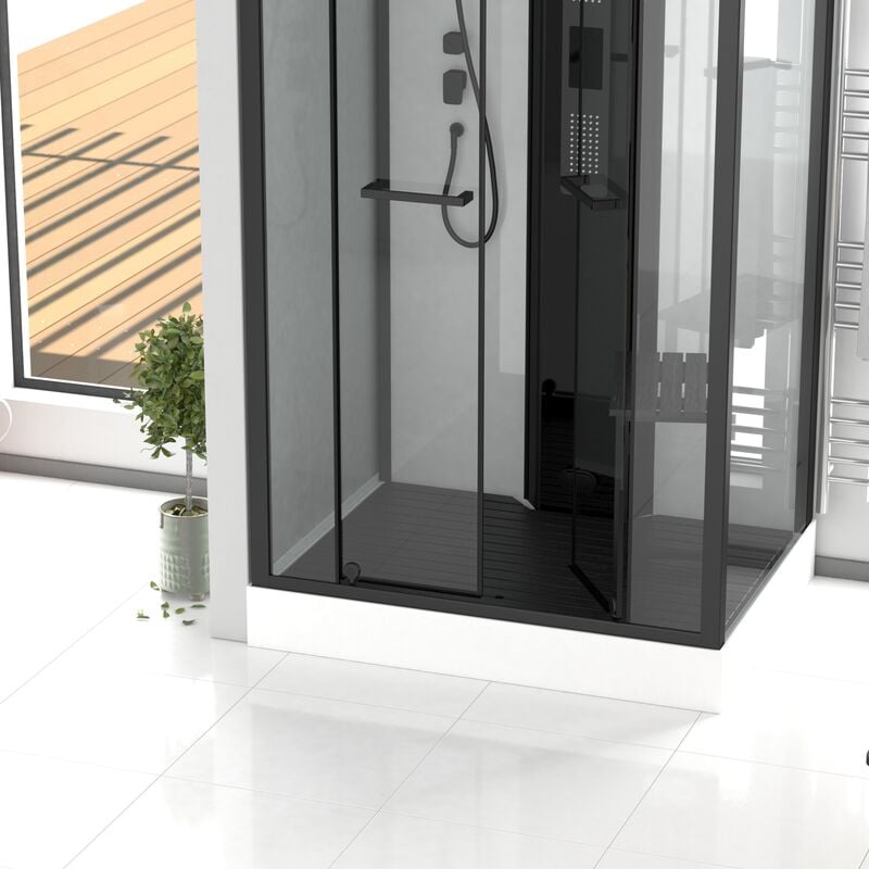 foto del prodotto aurlane pedana in legno composito grigio per cabina rettangolare dimensioni 105 x 75 x 3.2 cm
