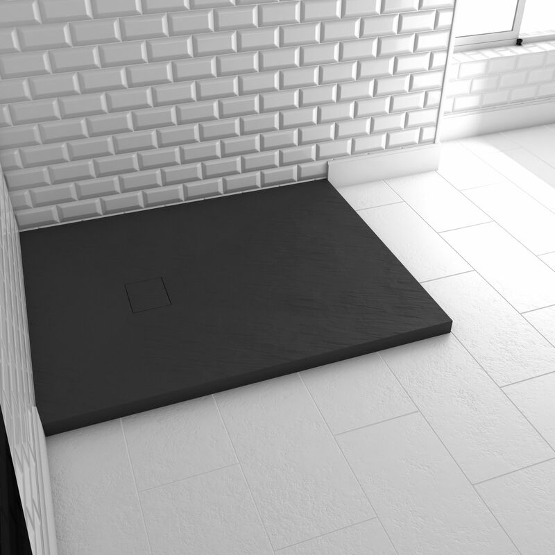 foto del prodotto aurlane piatto doccia compositi smc finitura in ardesia nera 80x100cm rock 2 black 80