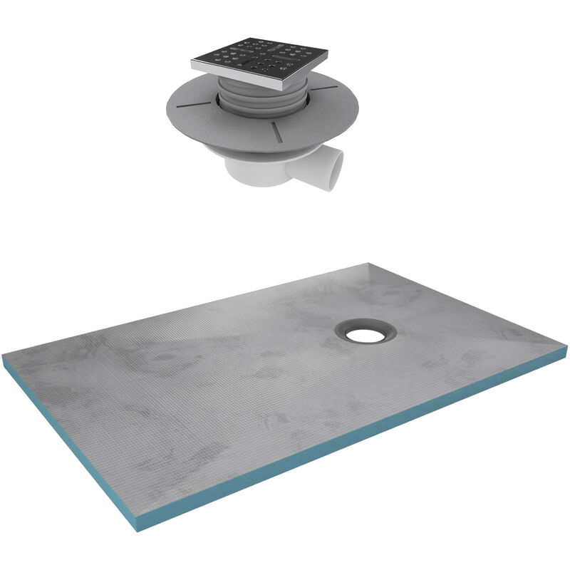 foto del prodotto aurlane piatto doccia da rivestire 90x140 cm con piletta di scarico orizzontale griglia inox