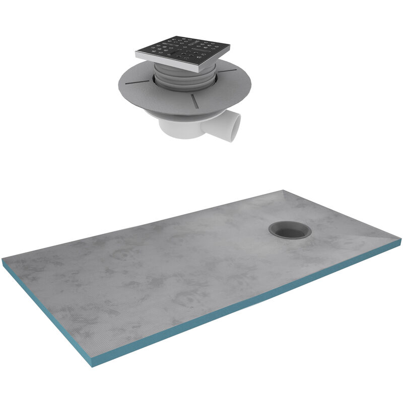 foto del prodotto aurlane piatto doccia da rivestire 90x160 cm con piletta di scarico orizzontale griglia inox
