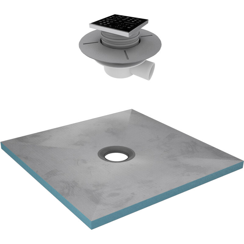 foto del prodotto aurlane piatto doccia da rivestire 90x90 cm con scarico orizzontale griglia nera