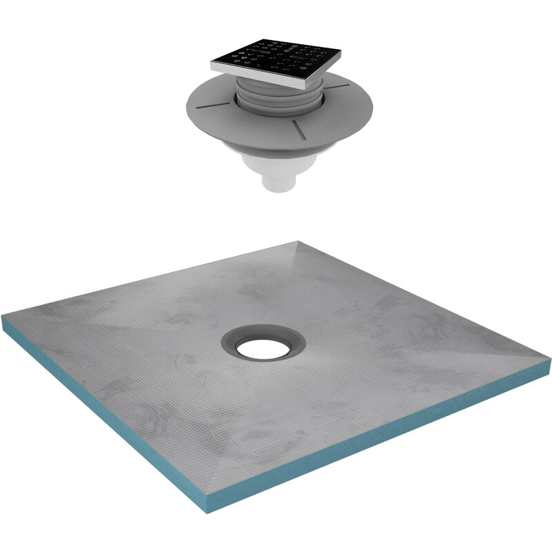 foto del prodotto aurlane piatto doccia da rivestire 90x90 cm con scarico verticale griglia nera