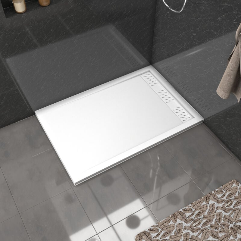 foto del prodotto aurlane piatto doccia in acrilico bianco 80x120x4 cm griglie lineari cromato e bianco opaco