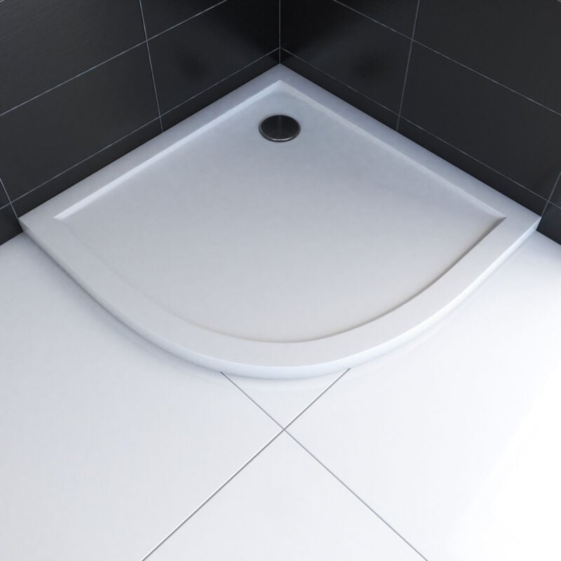 foto del prodotto aurlane piatto doccia ultrapiatto da appoggio in acrilico bianco 1 4 di cerchio 90x90 cm