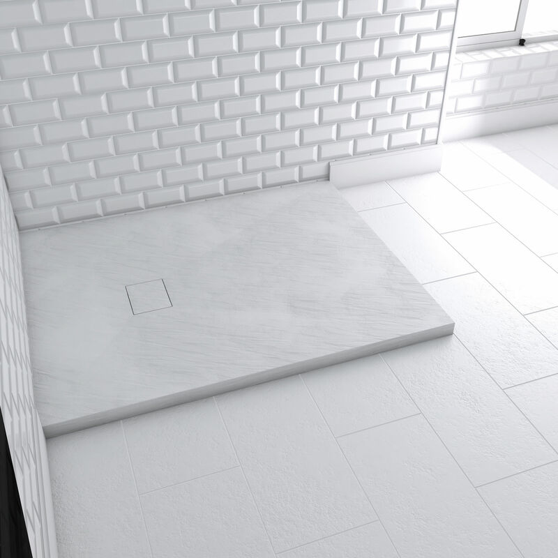 foto del prodotto aurlane ricevitore per installare materiali compositi smc finitura in ardesia bianca opaca 80x100 cm rock 2 bianco