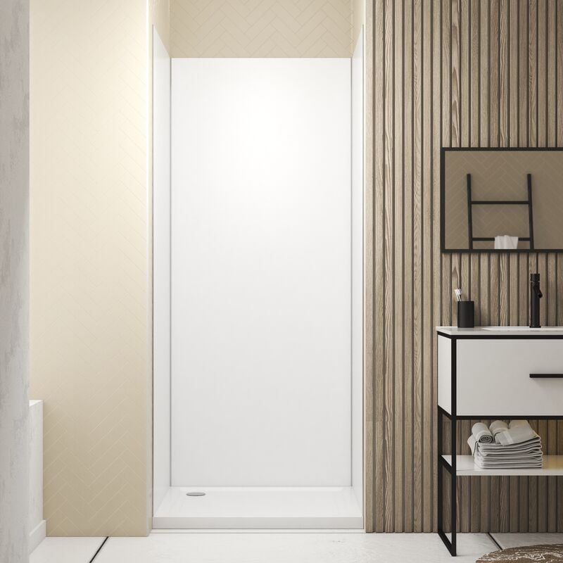 foto del prodotto aurlane set 3 pannelli a parete in alluminio bianco 90 x 210 cm con profili cromati