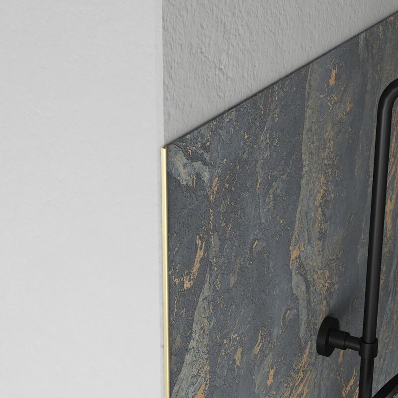 foto del prodotto aurlane set di 2 profili di finitura in alluminio oro spazzolato per pannelli murali 10x5x2100 mm