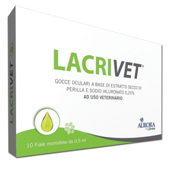 foto del prodotto aurora biofarma lacrivet gocce oculari cane e gatto 10 fiale da 0,5 ml 1 ordine scegli lo sconto bzr5 bzr20 200 punti fedelt integratori per cani