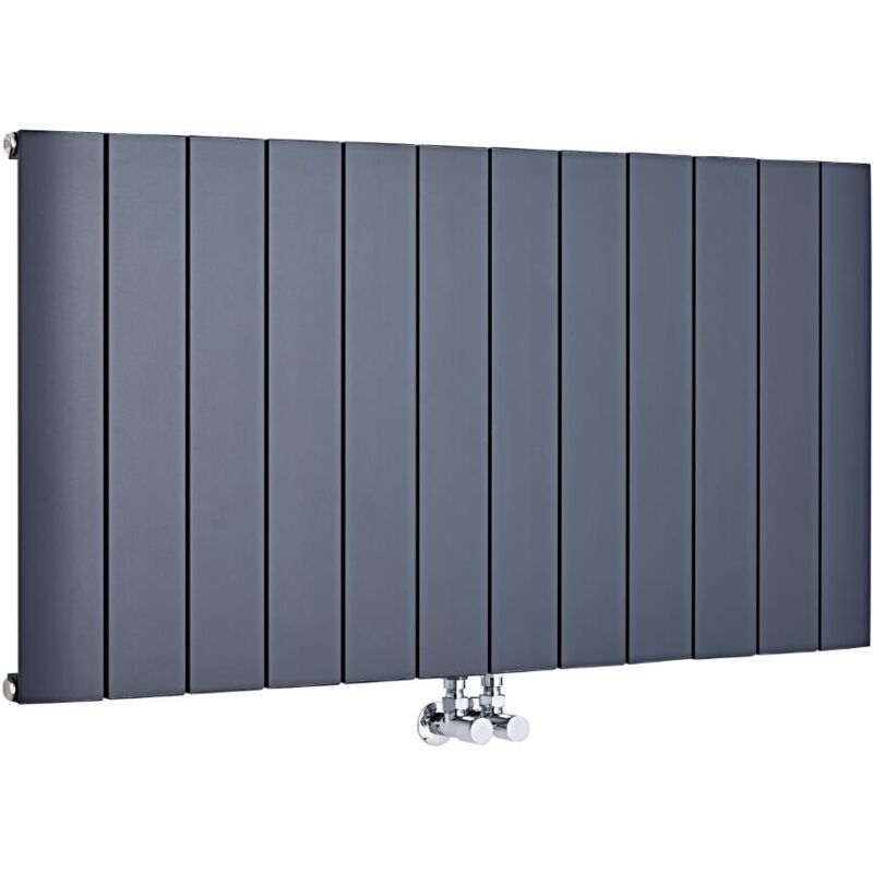 foto del prodotto aurora radiatore di design orizzontale 600mm x 1135mm antracite con attacco centrale hudson reed