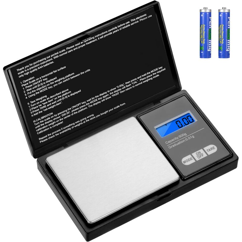 foto del prodotto aurora tithonus bilancia di precisione 500g 0.01g, portatile bilancino precisione 0.01g, digital pro pocket, con display lcd e 7 unit , funzione