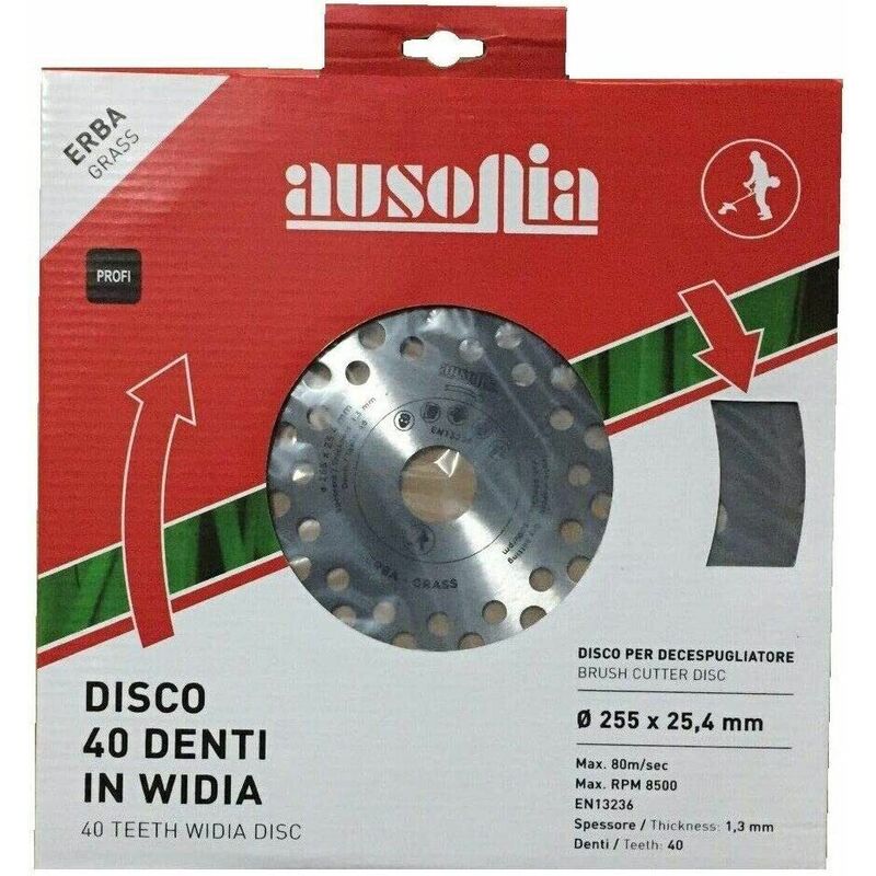 foto del prodotto ausonia disco lama universale per decespugliatore in acciaio widia 40 denti prof
