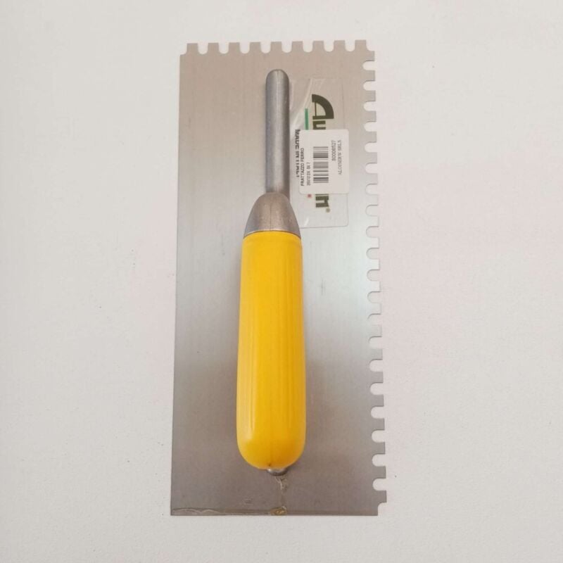 foto del prodotto australian 28x12cm dente 5x7mm destro frattone frattazzo dentato in ferro per colla