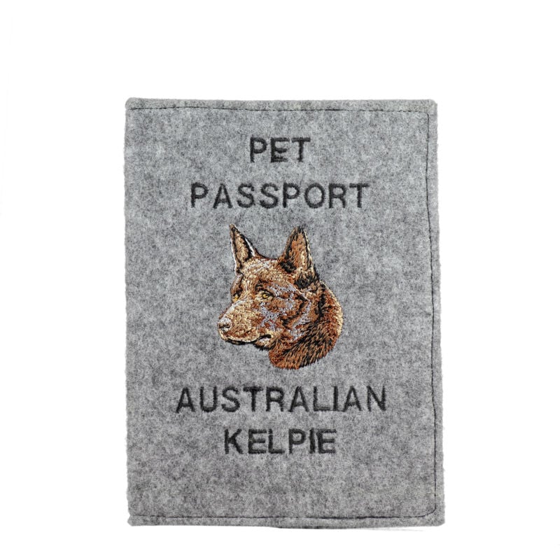 foto del prodotto australian shepherd kelpie portapassaporto per cani, portadocumenti, regalo per viaggiatori di art dog