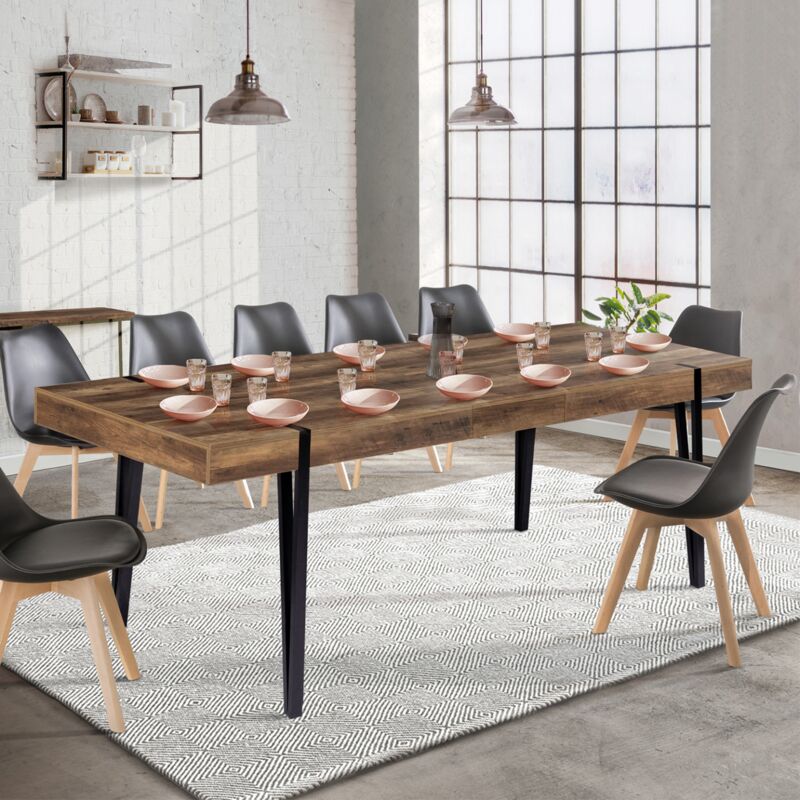 foto del prodotto austria mesa de comedor extensible 10 12 personas madera negro pata de alfiler 200 240 cm