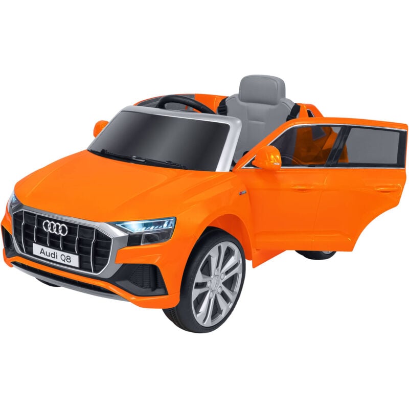 foto del prodotto auto elettrica audi q8 da 12v con radiocomando in colore arancione