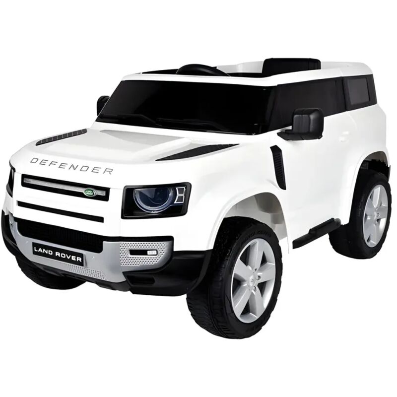 foto del prodotto auto elettrica bambini 12v land rover defender bianca con telecomando