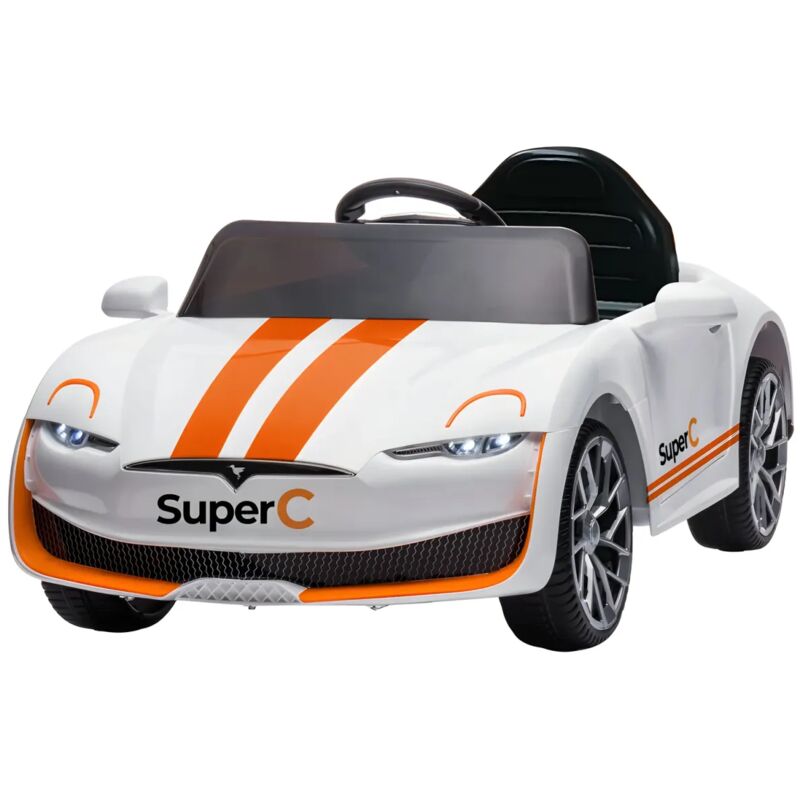 foto del prodotto auto elettrica bambini 12v super c bianca con luci led e telecomando
