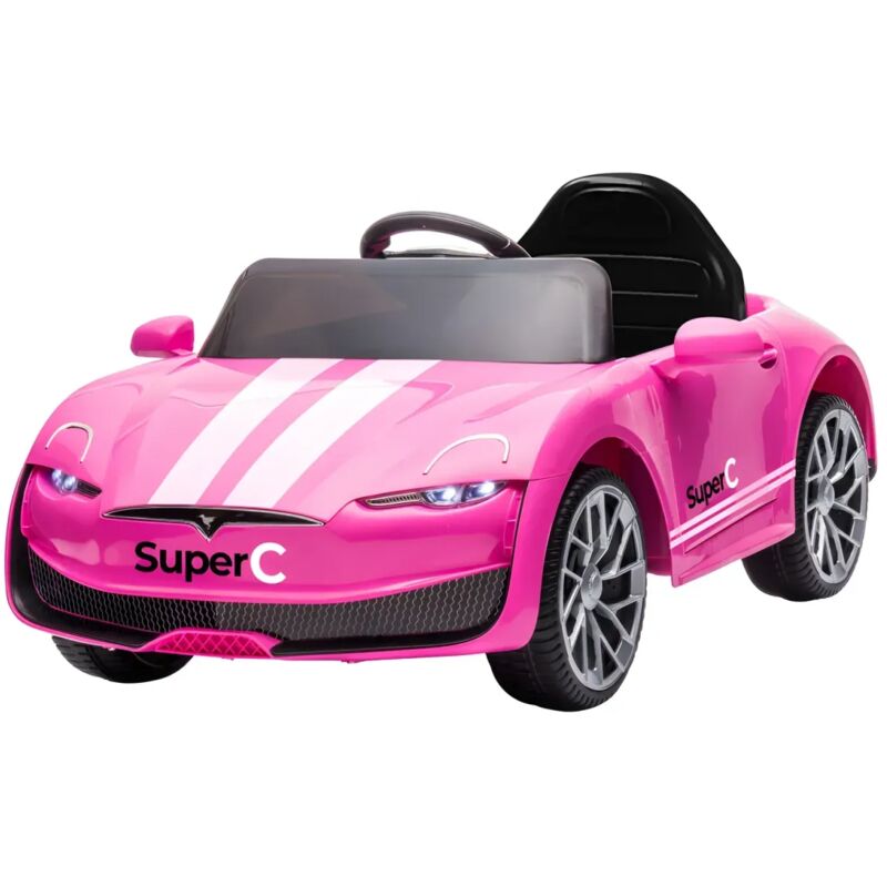 foto del prodotto auto elettrica bambini 12v super c rosa con luci led e telecomando
