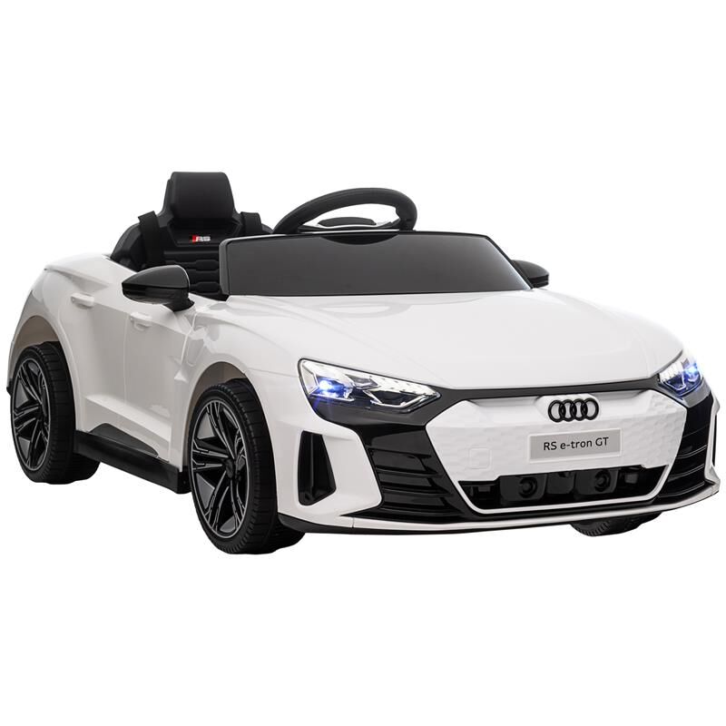 foto del prodotto auto elettrica per bambini 3 5 anni con telecomando. sospensioni e clacson. 103x58x41 cm. bianca e nero