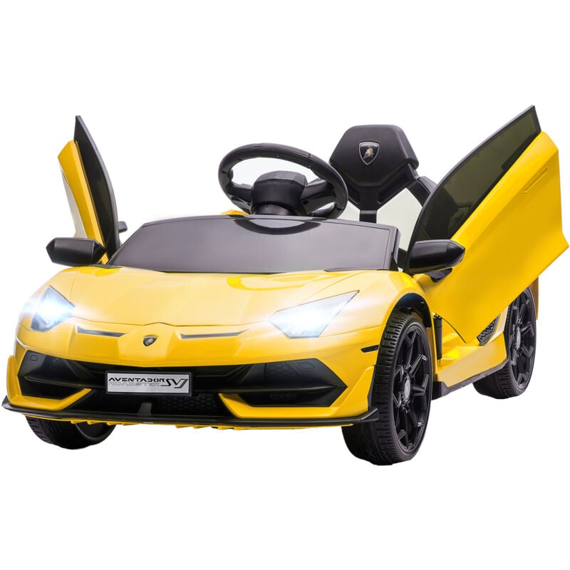 foto del prodotto auto elettrica per bambini lamborghini con telecomando e musica giallo homcom