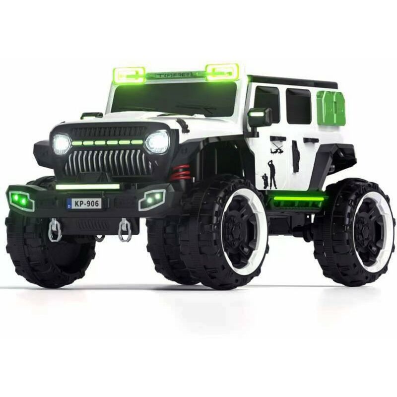 foto del prodotto auto elettrica per bambini macchina suv jeep 2 posti 4wd 12v con telecomando usb mp3 bianco