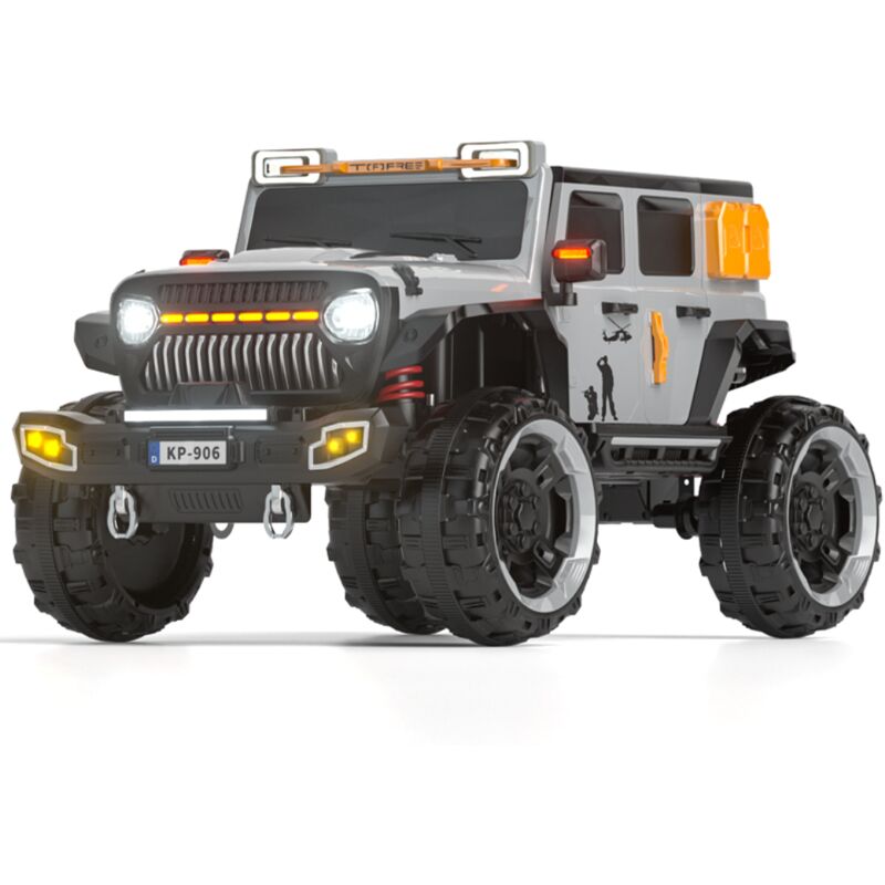 foto del prodotto auto elettrica per bambini macchina suv jeep 2 posti 4wd 12v con telecomando usb mp3 grigia
