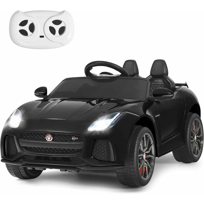 foto del prodotto auto elettrico 12 v per bambini, macchina elettrica a 2 posti con telecomando, avanti e indietro, 3 5 km h nero costway