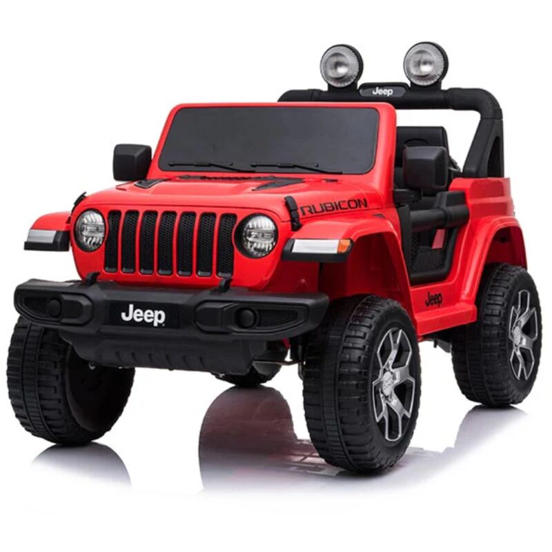 foto del prodotto auto macchina elettrica per bambini jeep fiat wrangler rubicon 12v 2 posti con mp3 sedile in pelle rosso