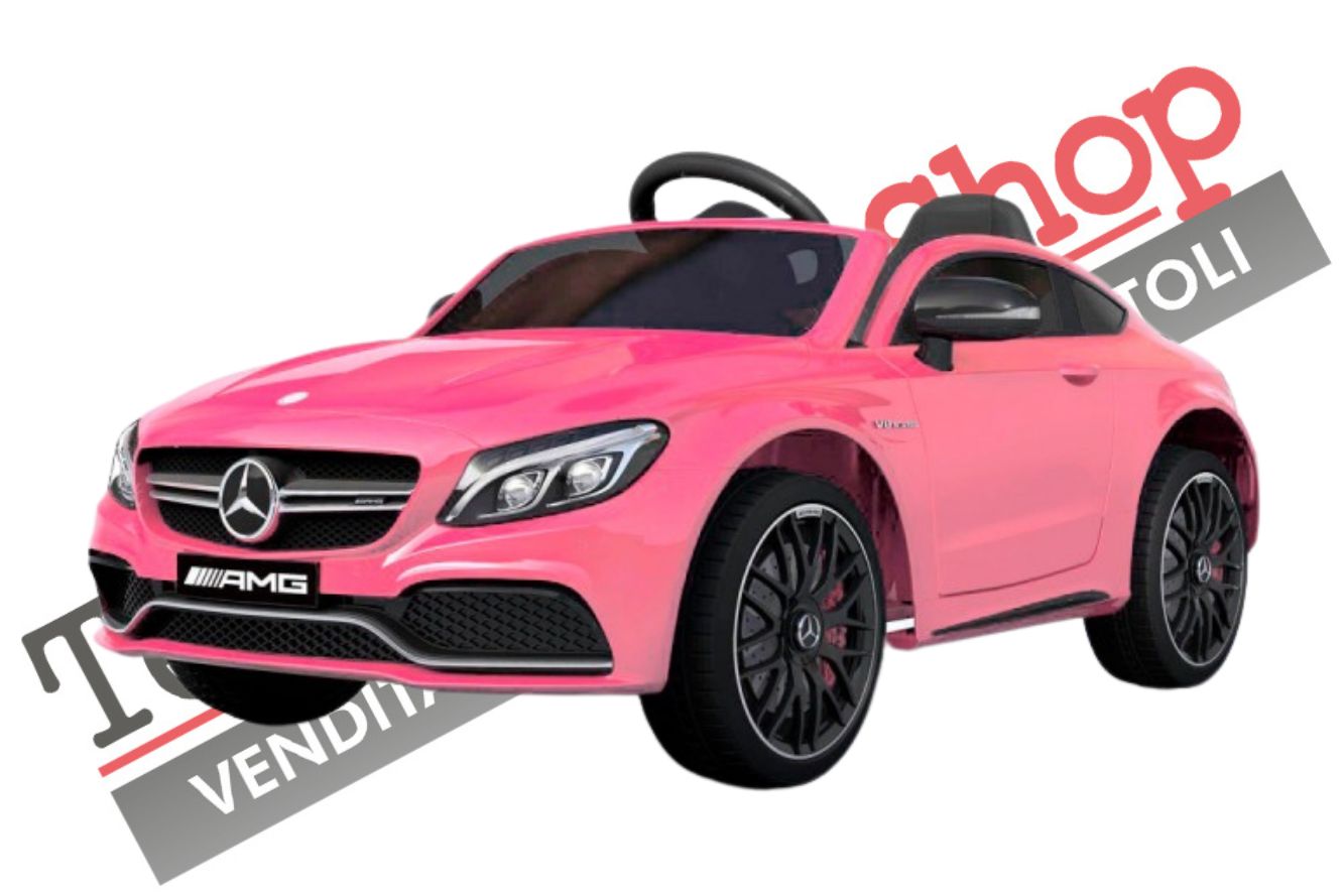 foto del prodotto auto macchina elettrica per bambini mercedes c63 amg 12v rosa