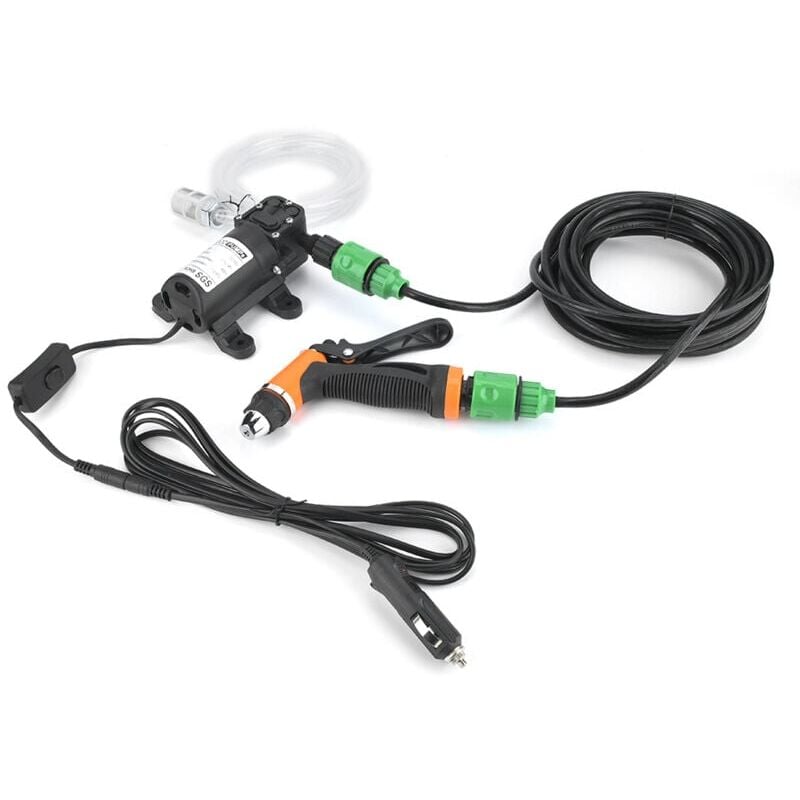 foto del prodotto autolavaggio elettrico portatile da 12 v, pompa per autolavaggio, pistola a spruzzo per pompa dell acqua con tubo flessibile