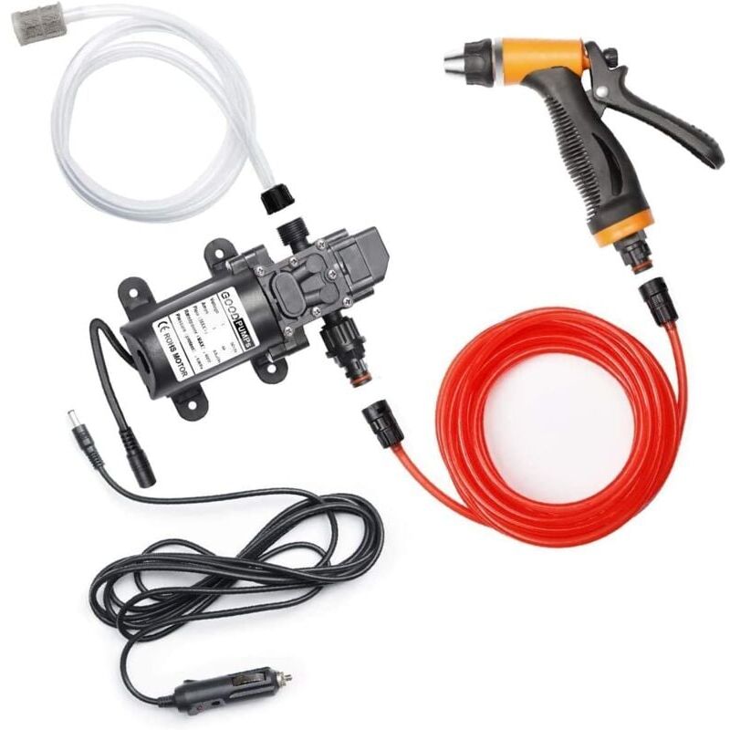 foto del prodotto autolavaggio elettrico portatile da 80 w, pompa per autolavaggio da 12 v, pistola a spruzzo con tubo flessibile